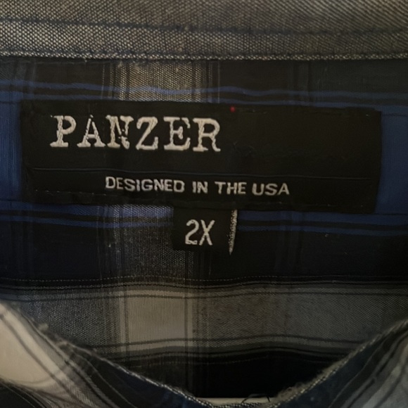 Panzer Men Casual Dress Shirt| Size 2X Color Blue/Gray - Picture 3 of 8
